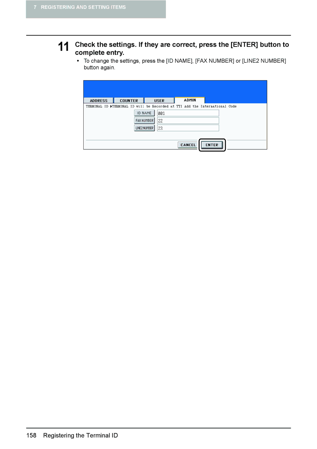 Toshiba GD-1210 manual Registering the Terminal ID 