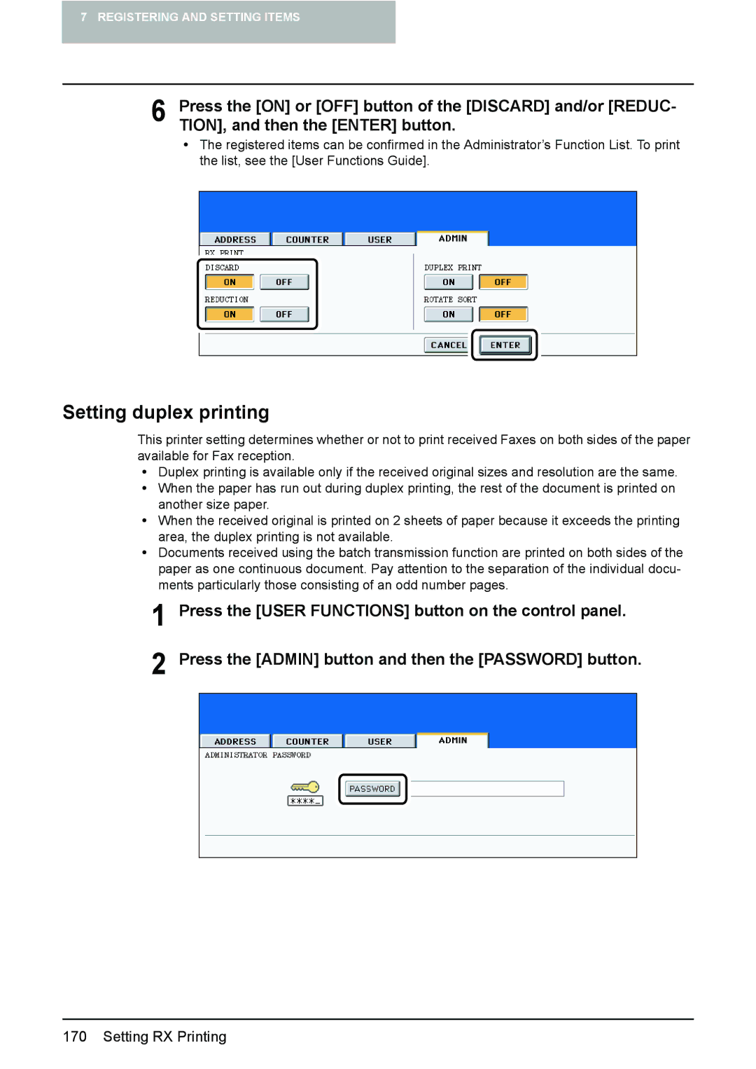 Toshiba GD-1210 manual Setting duplex printing 