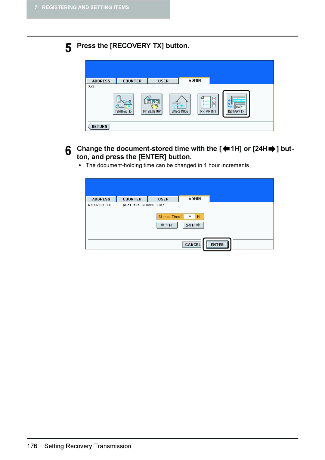 Toshiba GD-1210 manual Document-holding time can be changed in 1 hour increments 