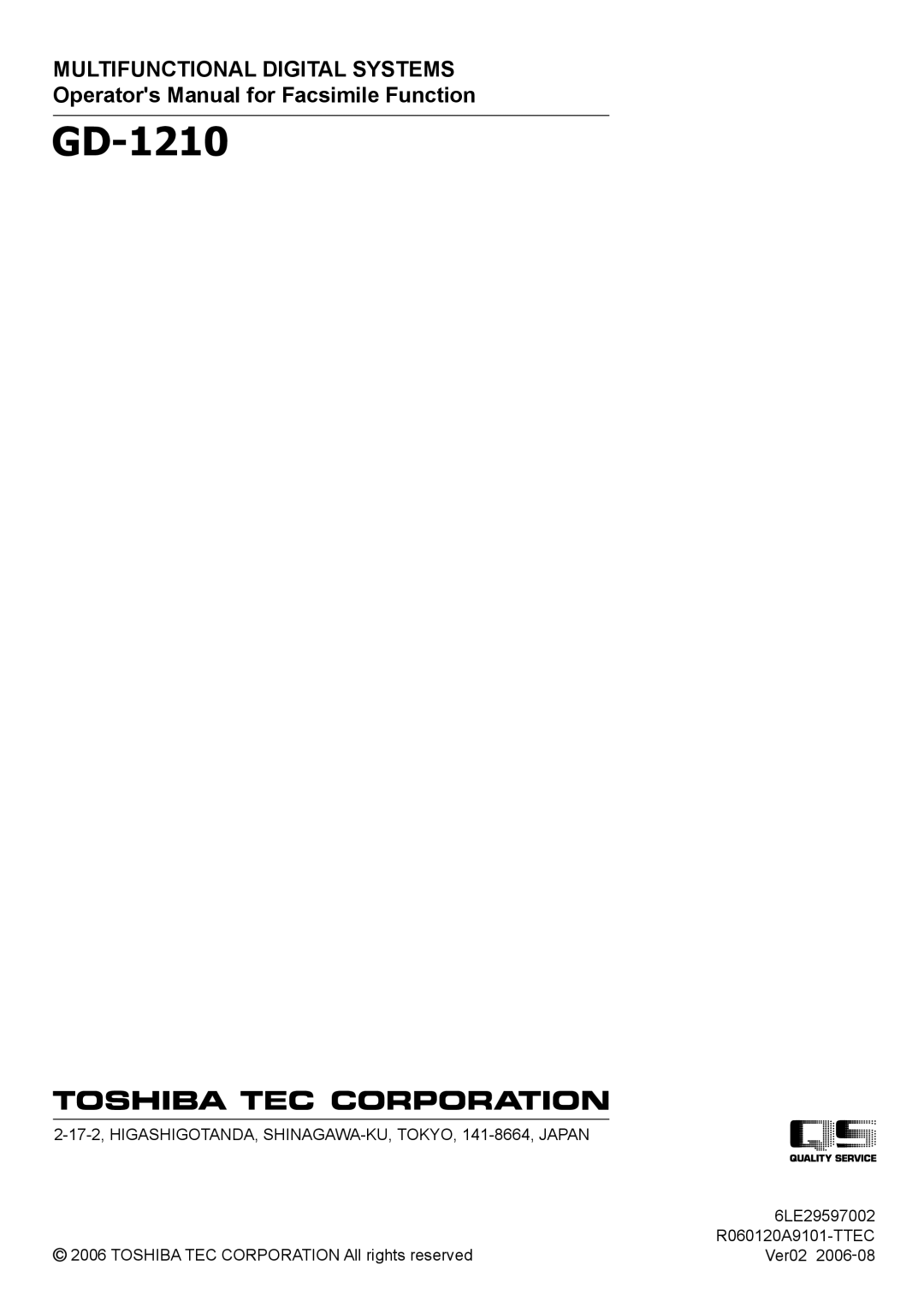 Toshiba GD-1210 manual 