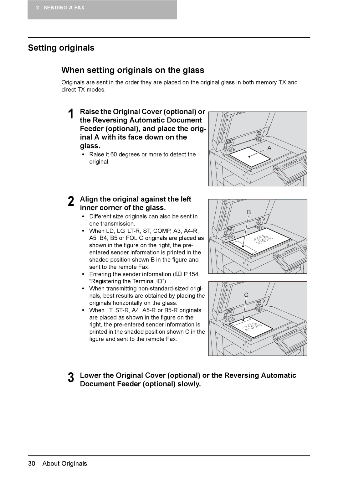 Toshiba GD-1210 manual Setting originals When setting originals on the glass, Reversing Automatic Document 