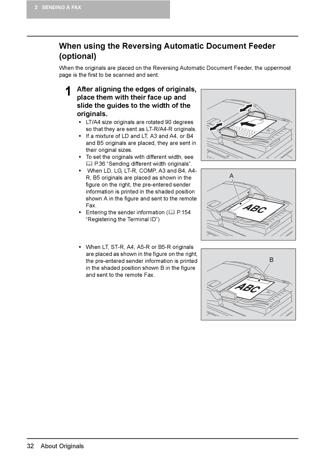 Toshiba GD-1210 manual When using the Reversing Automatic Document Feeder optional 