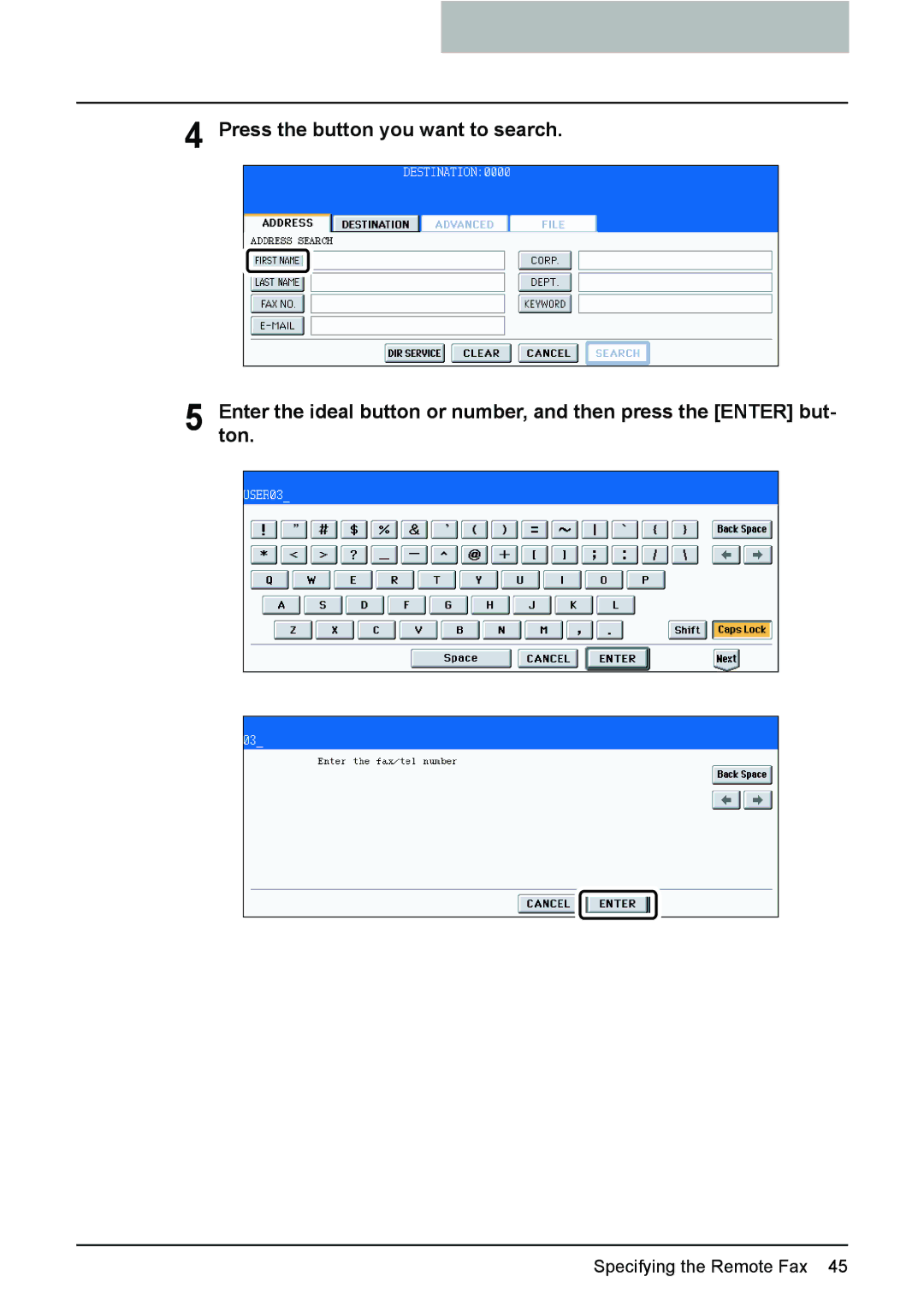 Toshiba GD-1210 manual Specifying the Remote Fax 