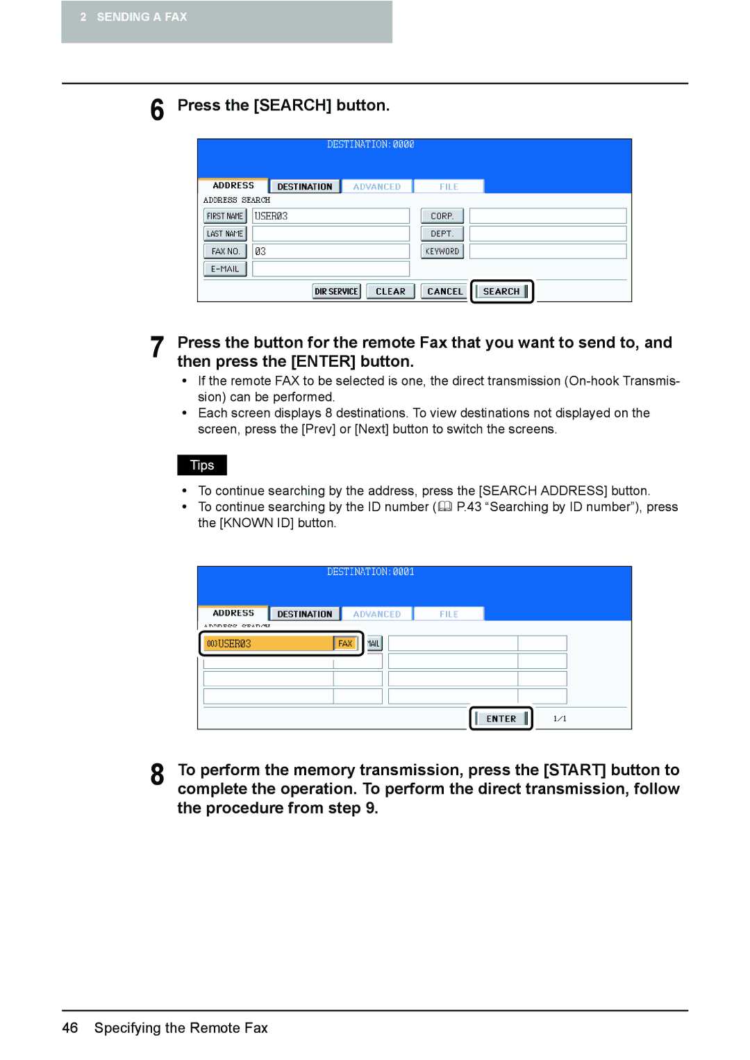 Toshiba GD-1210 manual Specifying the Remote Fax 