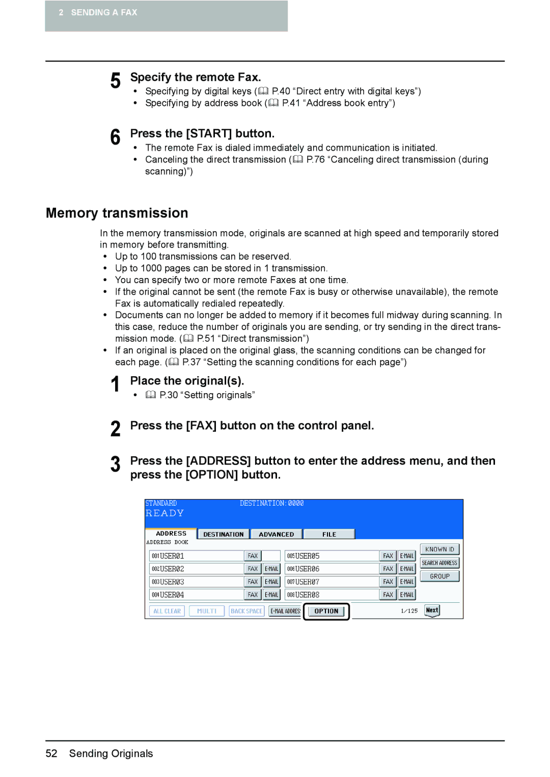 Toshiba GD-1210 manual Memory transmission, Specify the remote Fax 