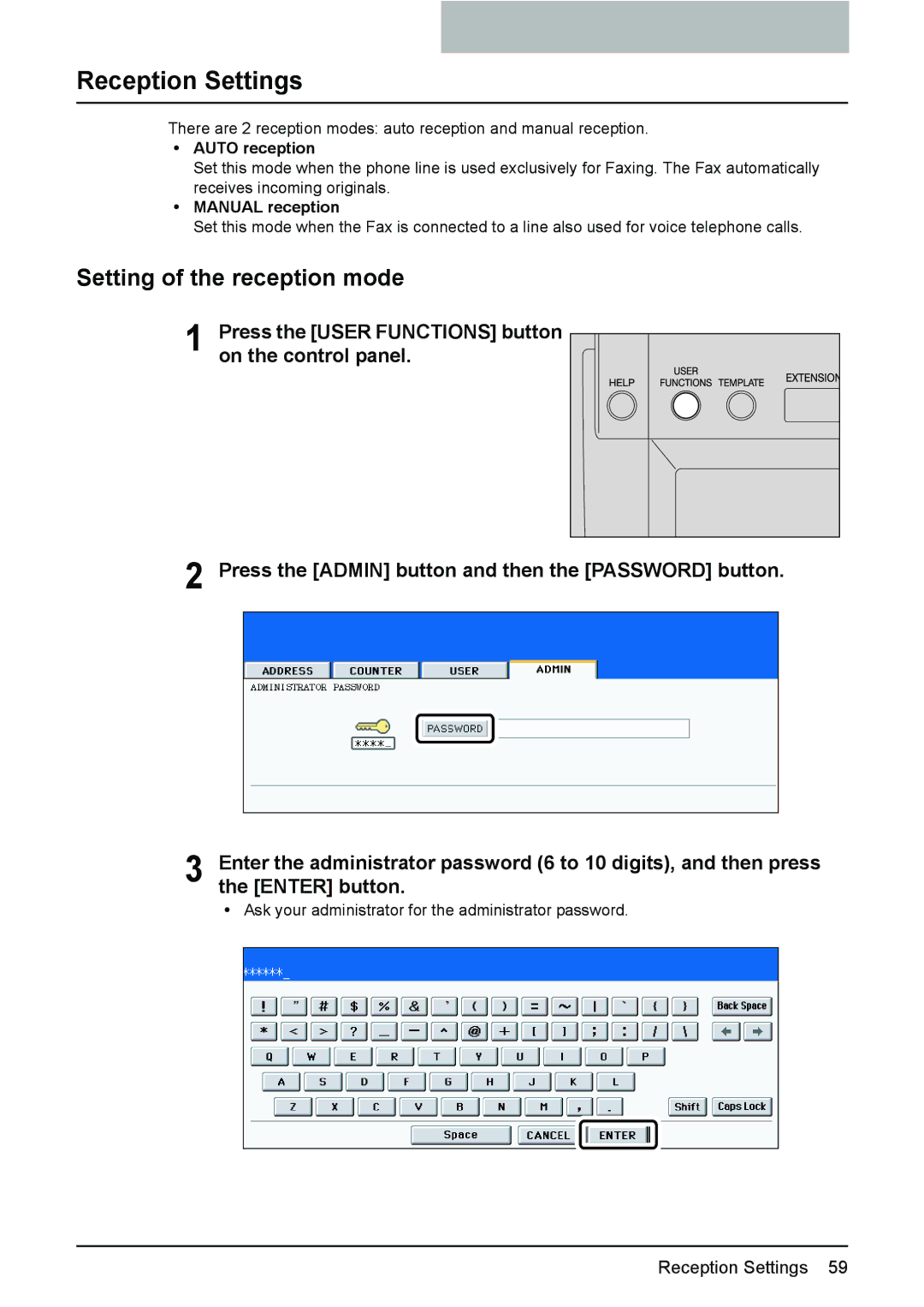 Toshiba GD-1210 manual Reception Settings, Setting of the reception mode, Auto reception 