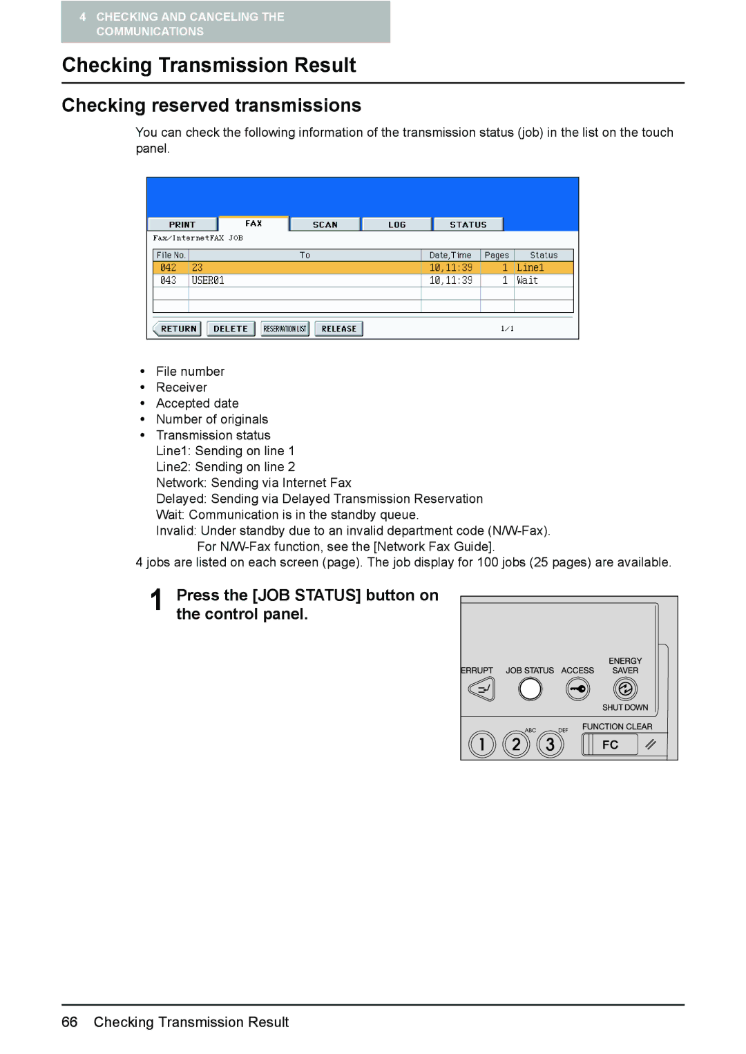 Toshiba GD-1210 manual Checking Transmission Result, Checking reserved transmissions 