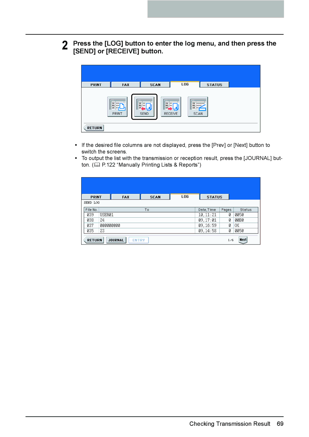 Toshiba GD-1210 manual Checking Transmission Result 