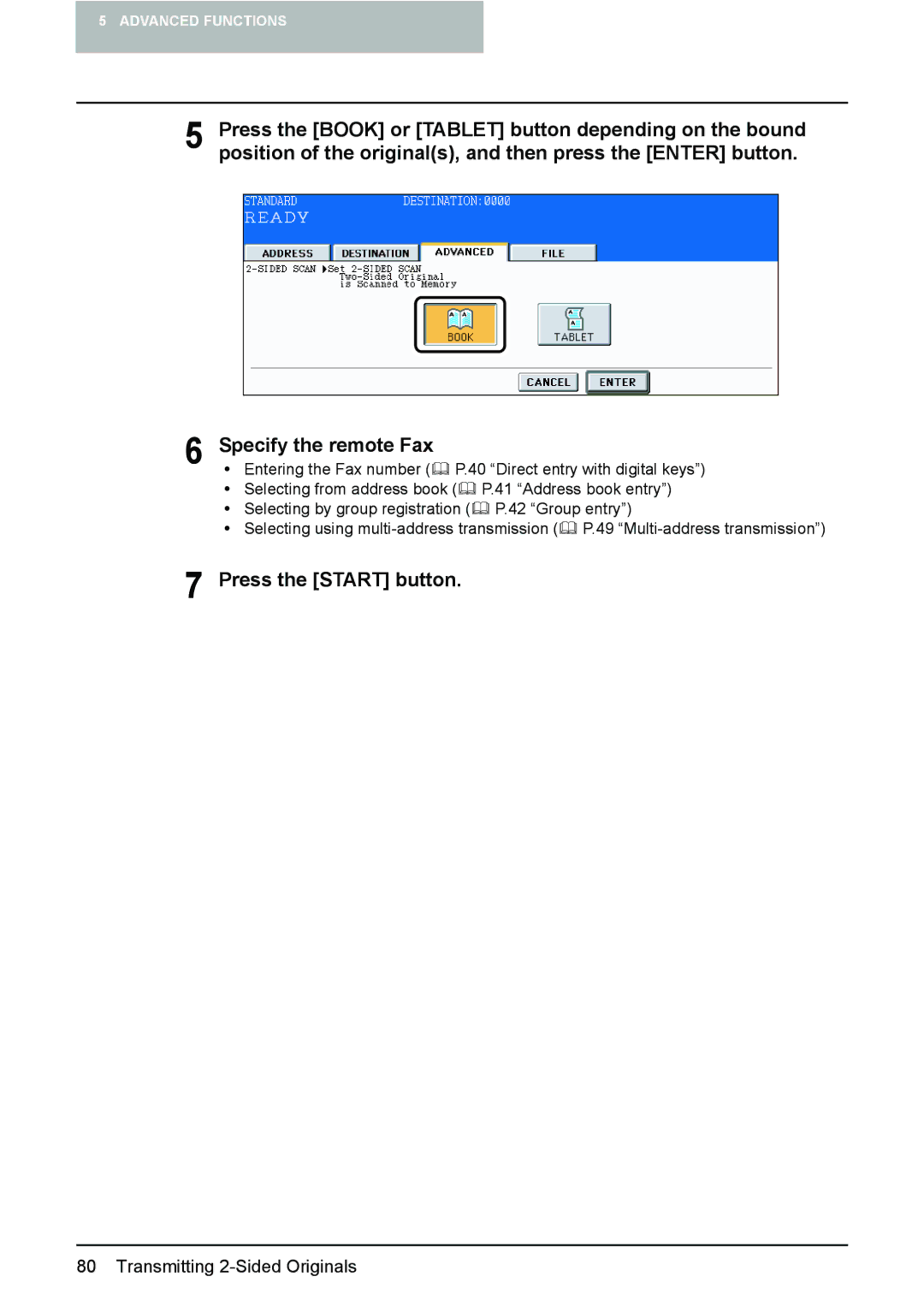 Toshiba GD-1210 manual Entering the Fax number P.40 Direct entry with digital keys 