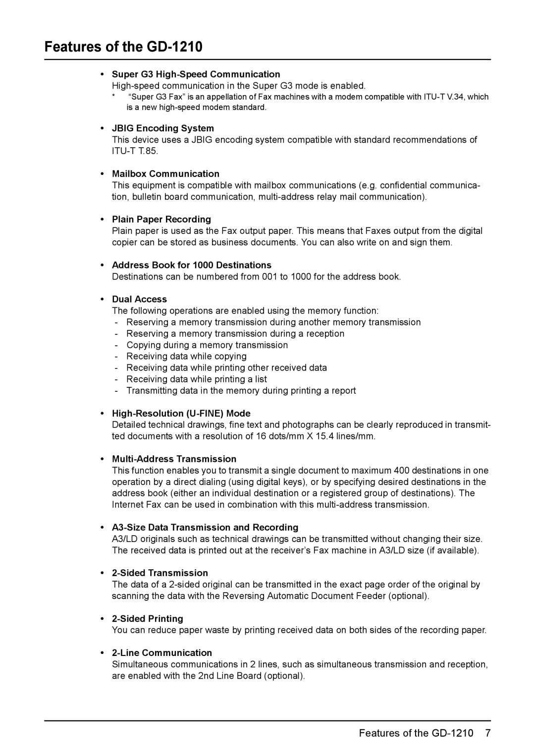 Toshiba manual Features of the GD-1210 