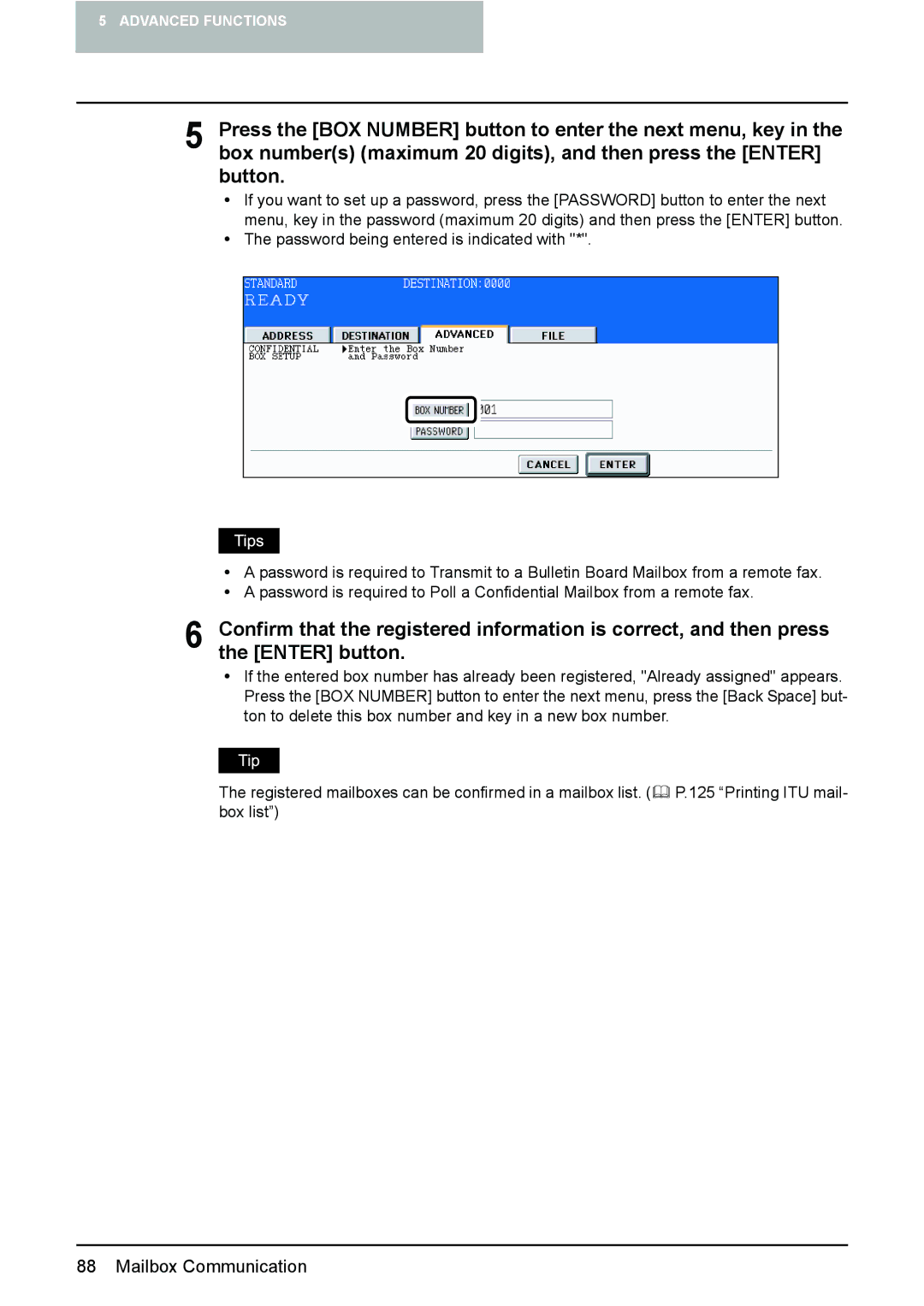 Toshiba GD-1210 manual Mailbox Communication 