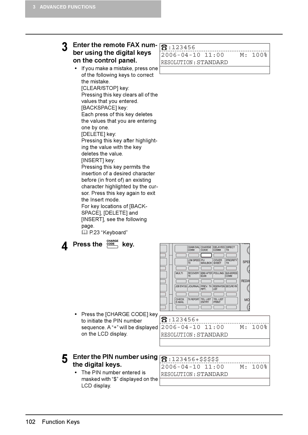 Toshiba GD-1220 manual 123456 2006-04-10 1100 M 100%, 123456+ 2006-04-10, Enter the PIN number using the digital keys 