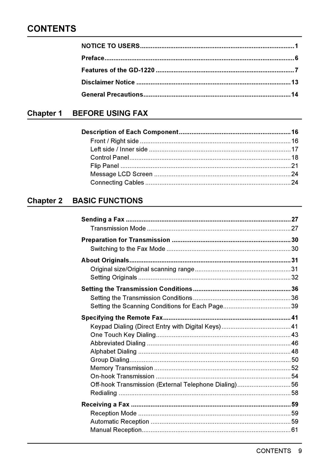 Toshiba GD-1220 manual Contents 