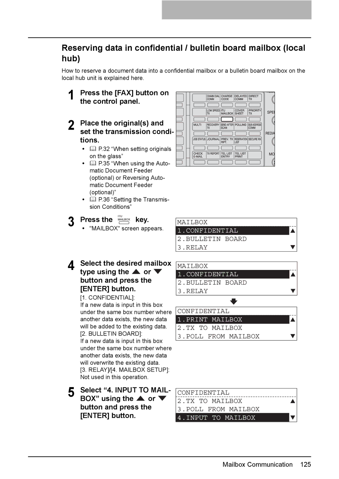 Toshiba GD-1220 manual Confidential 2.TX to Mailbox 3.POLL from Mailbox, Input to Mailbox 