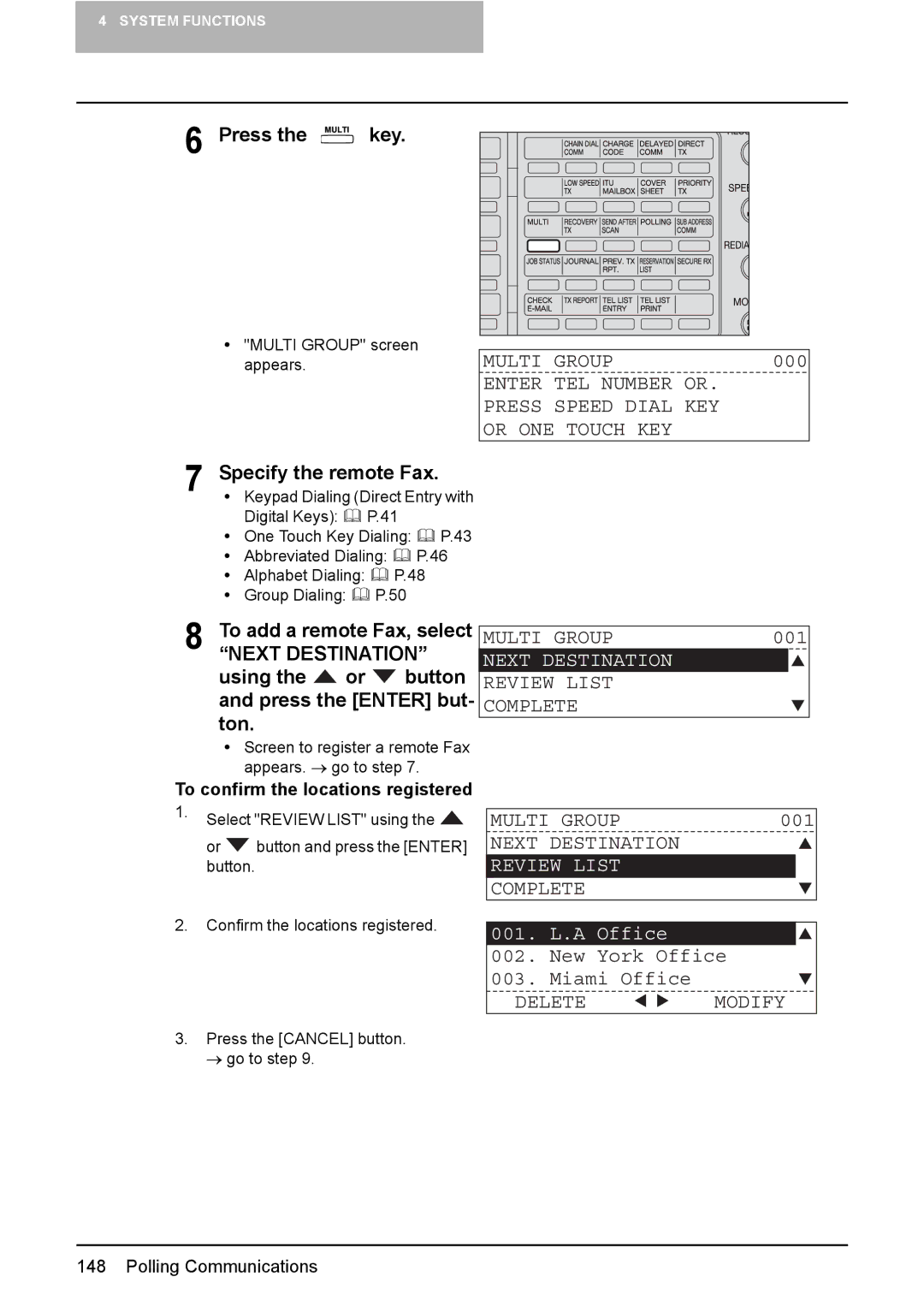 Toshiba GD-1220 manual Multi Group, Enter TEL Number or Press Speed Dial KEY Or ONE Touch KEY 