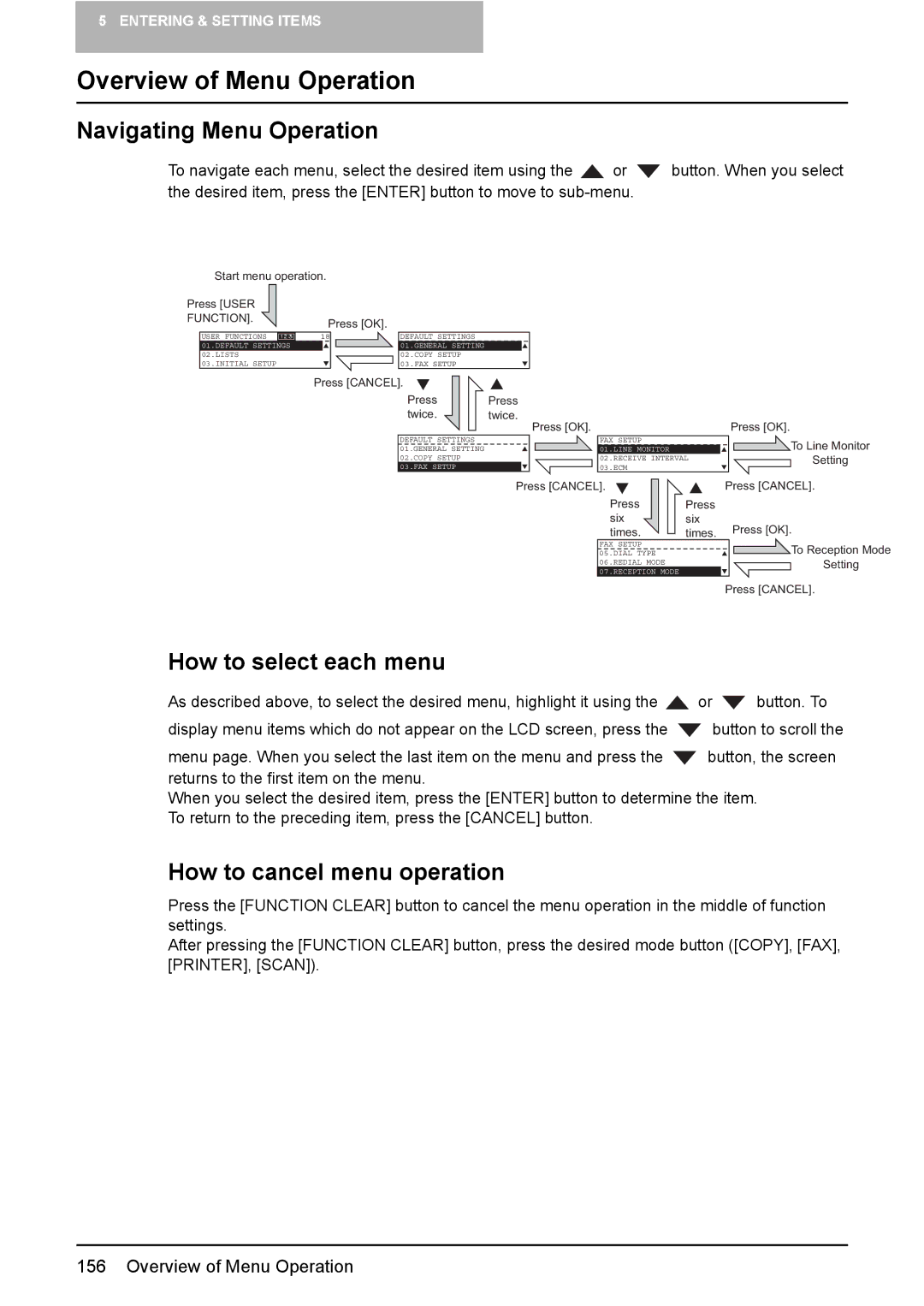 Toshiba GD-1220 manual Overview of Menu Operation, Navigating Menu Operation, How to select each menu 