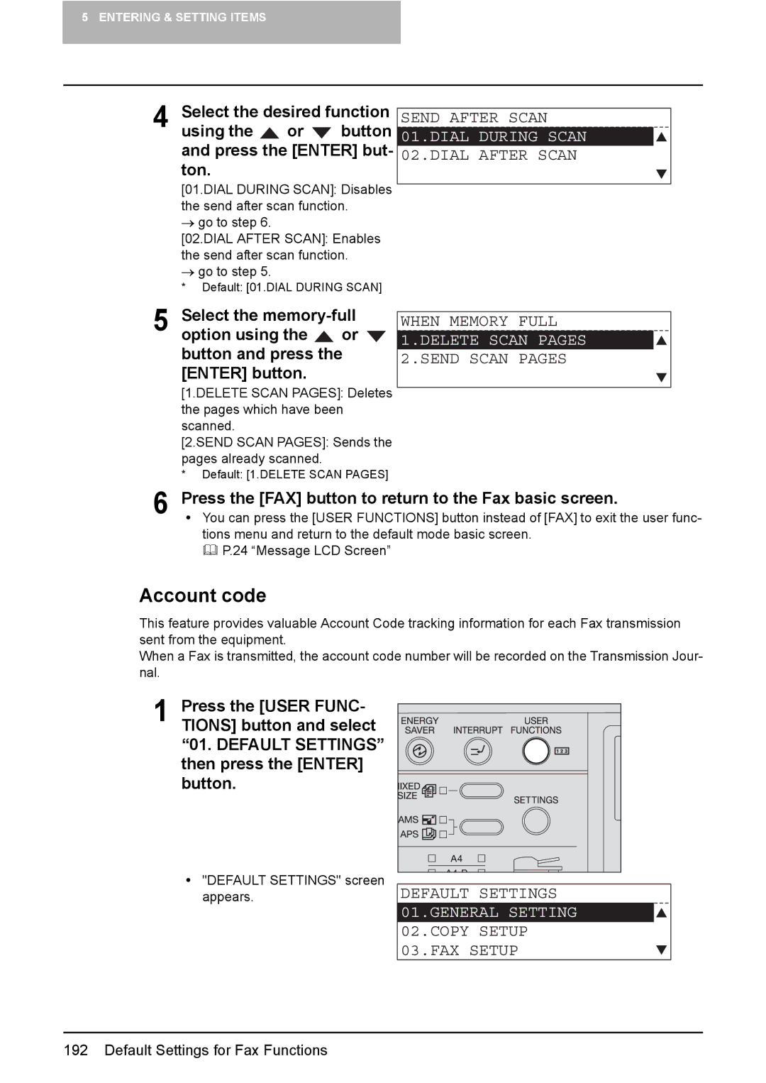 Toshiba GD-1220 manual Send After Scan 01.DIAL During Scan 02.DIAL After Scan 