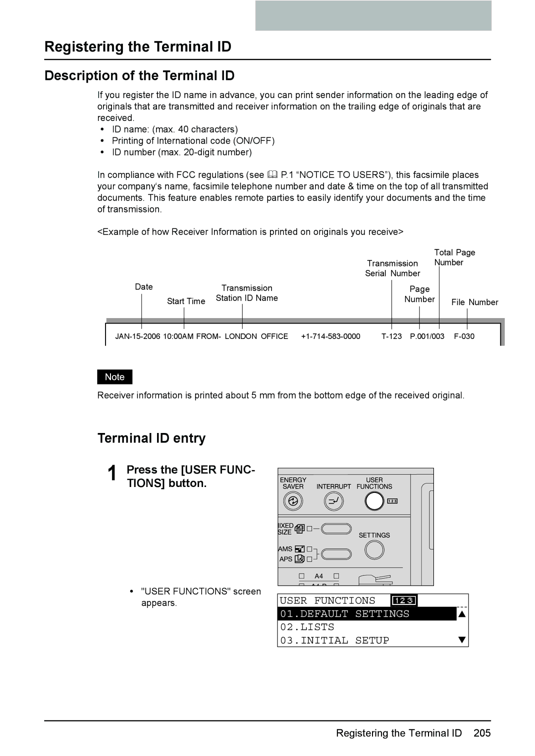 Toshiba GD-1220 manual Registering the Terminal ID, Description of the Terminal ID, Terminal ID entry, Lists 