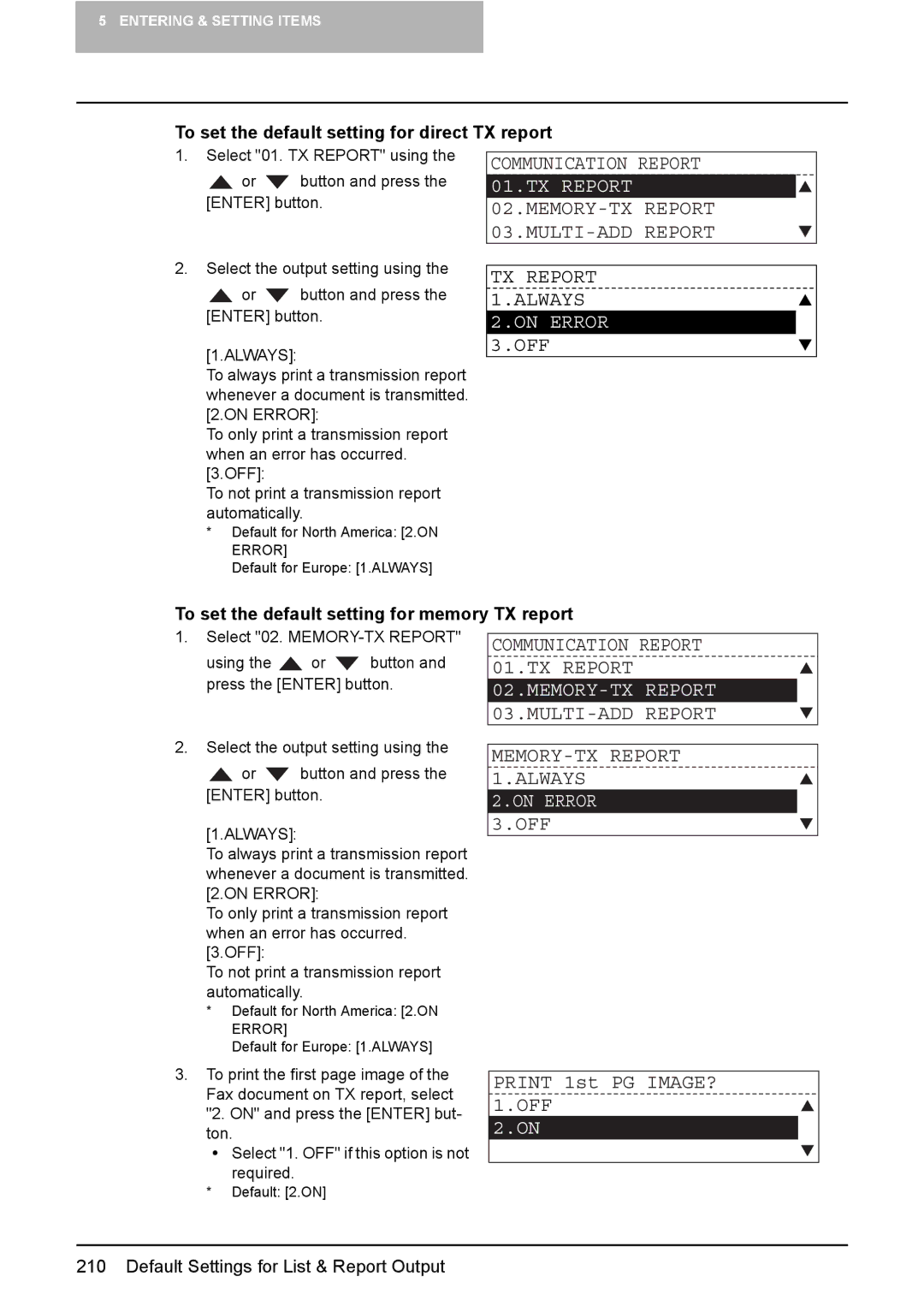 Toshiba GD-1220 manual On Error, MEMORY-TX Report 