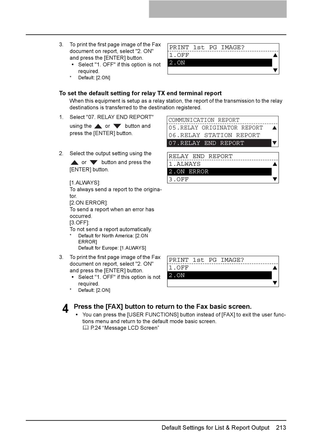 Toshiba GD-1220 manual Print 1st PG IMAGE?, Relay END Report 1.ALWAYS 