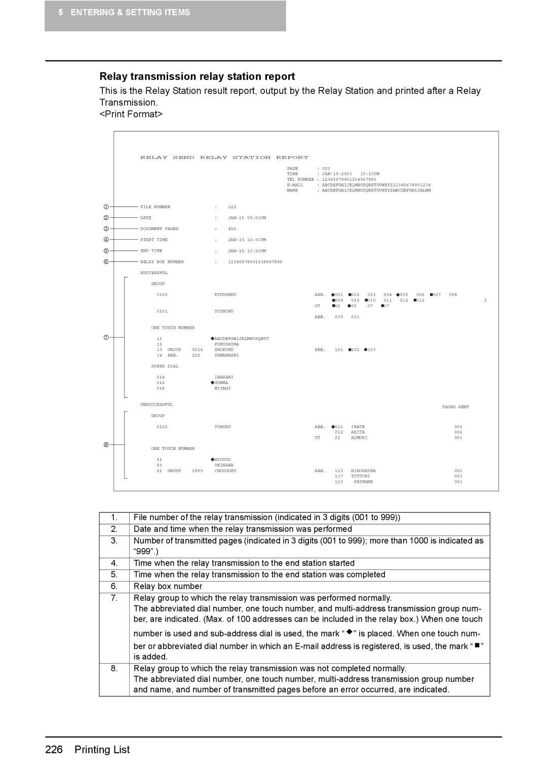 Toshiba GD-1220 manual Relay transmission relay station report 