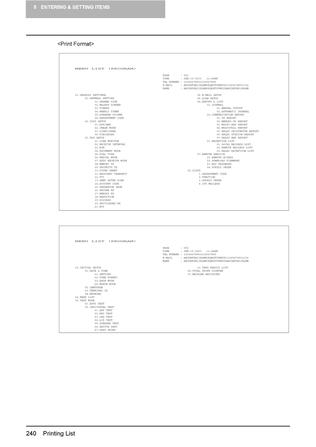 Toshiba GD-1220 manual Menu List Program 