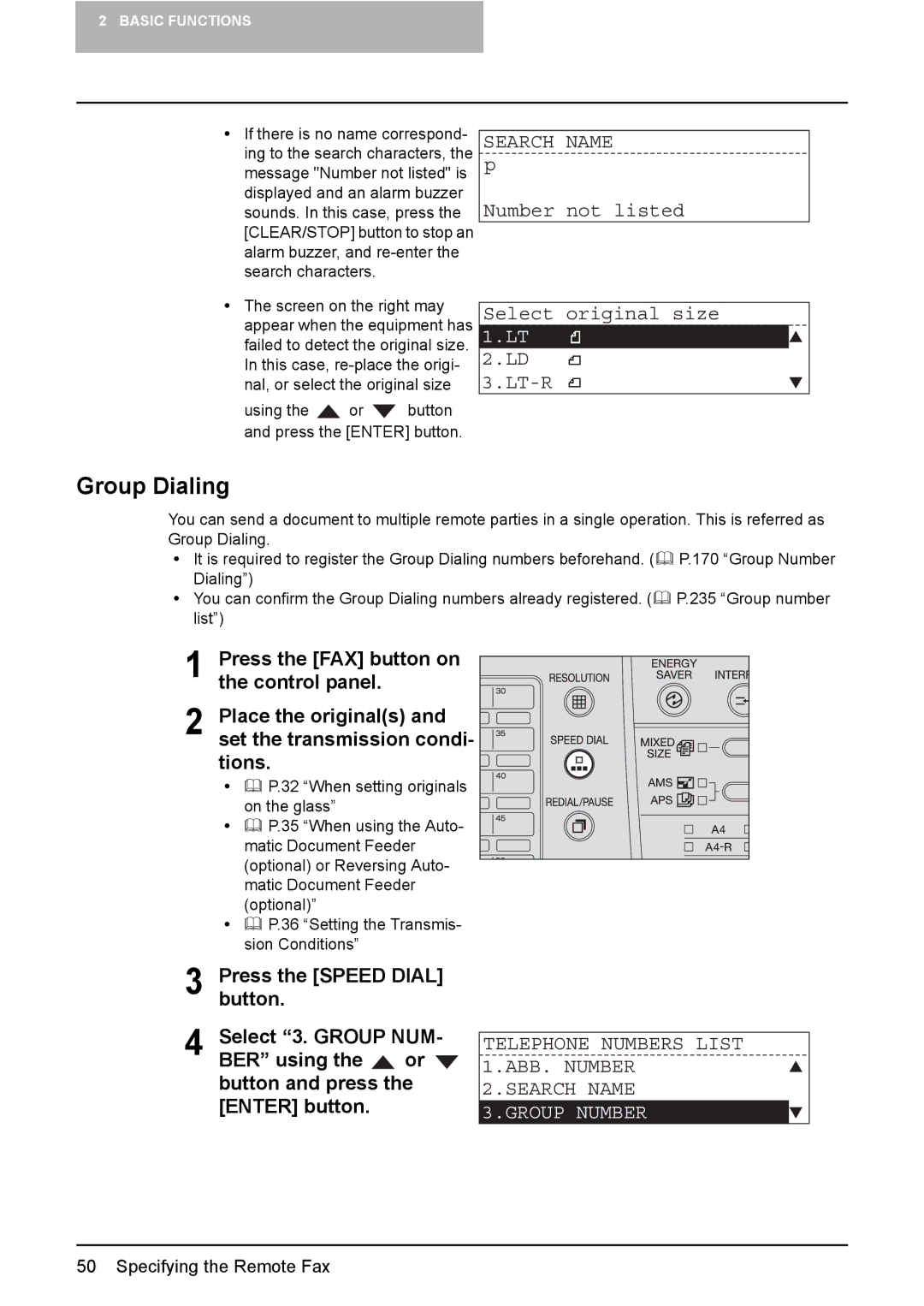 Toshiba GD-1220 manual Group Dialing, Telephone Numbers List ABB. Number 2.SEARCH Name, Group Number 