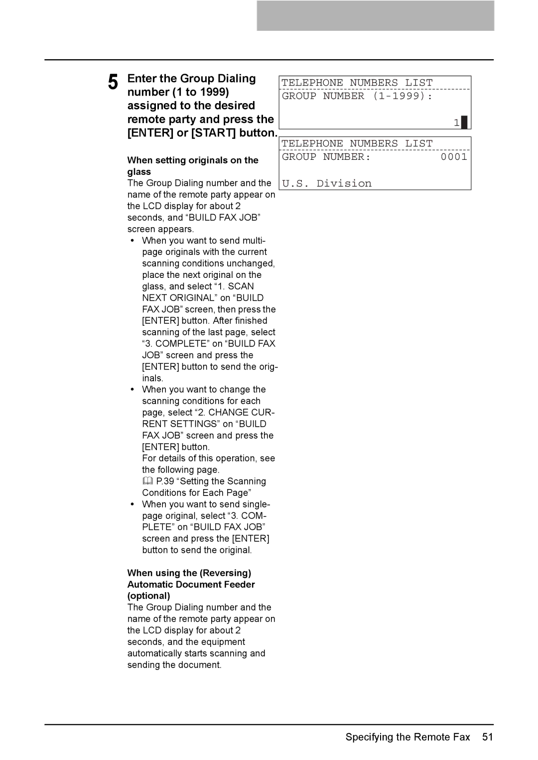 Toshiba GD-1220 manual Telephone Numbers List Group Number, 0001, Division 