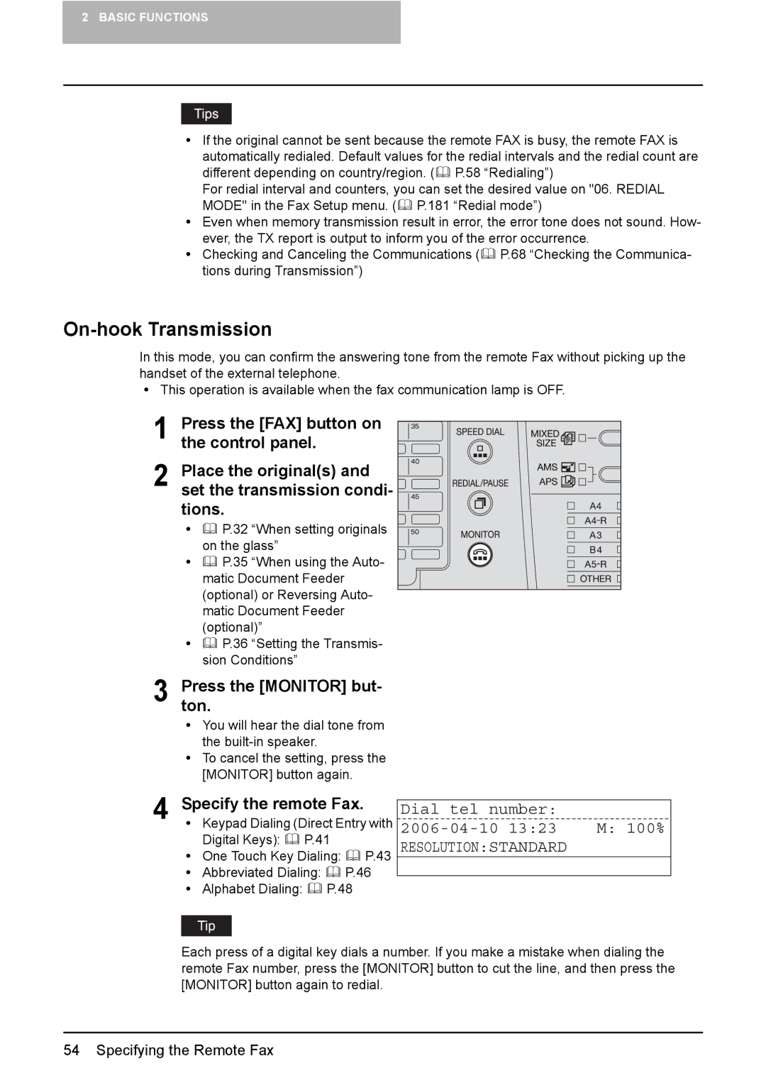 Toshiba GD-1220 manual On-hook Transmission, Presston. the Monitor but, Dial tel number 2006-04-10 100% 