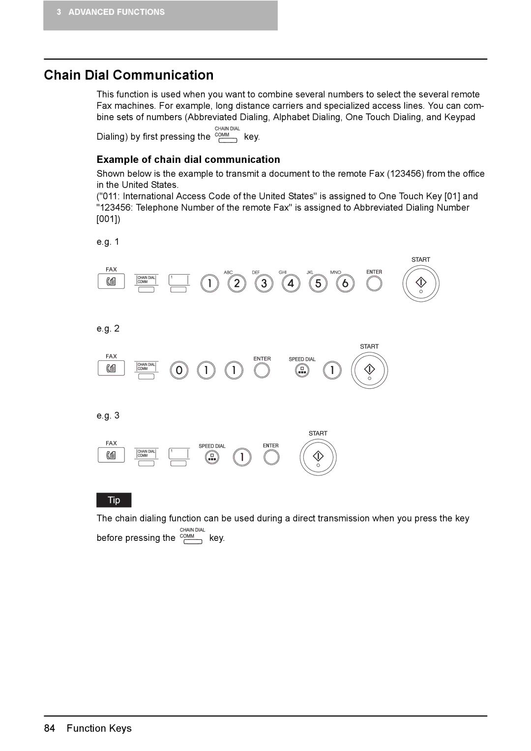 Toshiba GD-1220 manual Chain Dial Communication, Example of chain dial communication 