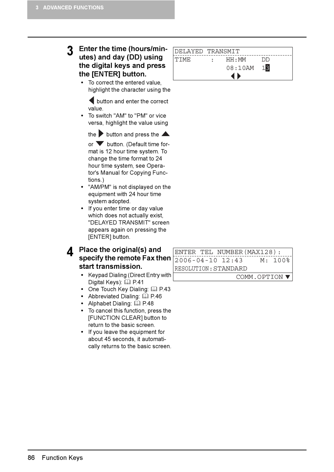 Toshiba GD-1220 manual Delayed Transmit Time Hhmm, 0810AM 