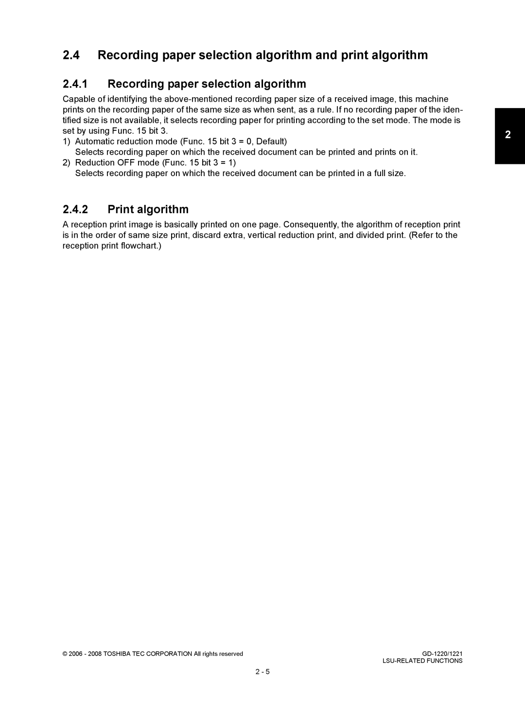 Toshiba GD-1220, GD-1221 service manual Recording paper selection algorithm and print algorithm, Print algorithm 