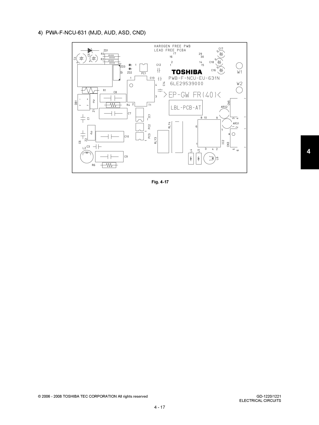 Toshiba GD-1220, GD-1221 service manual PWA-F-NCU-631 MJD, AUD, ASD, CND 