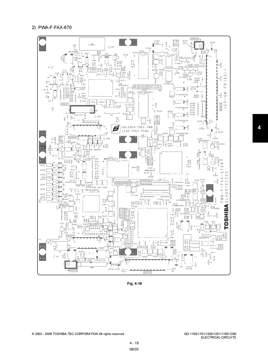 Toshiba GD-1160, GD-1260, GD-1201, GD-1151, Model: GD-1150 service manual PWA-F-FAX-670 