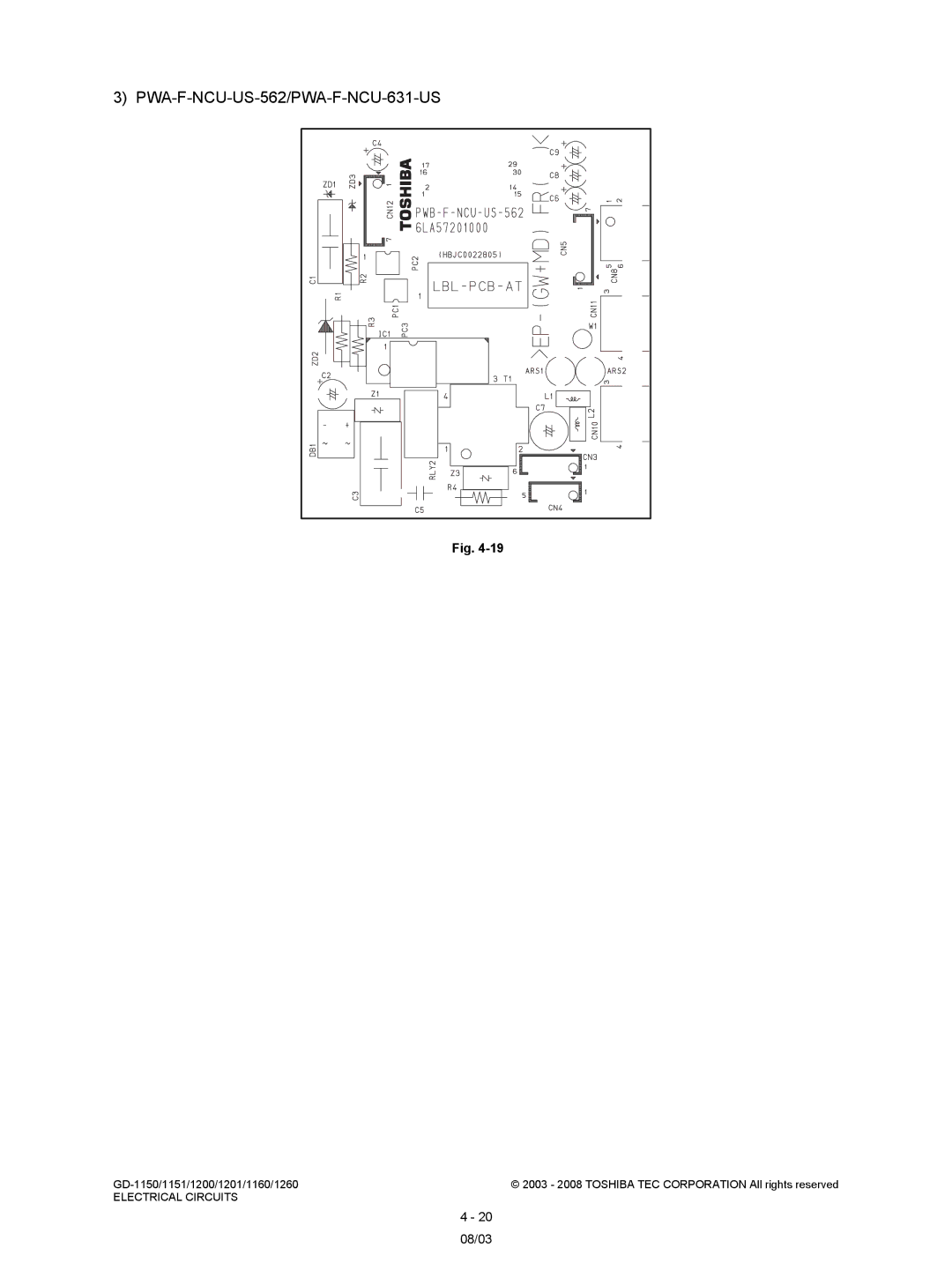 Toshiba GD-1201, GD-1260, GD-1160, GD-1151, Model: GD-1150 service manual PWA-F-NCU-US-562/PWA-F-NCU-631-US 