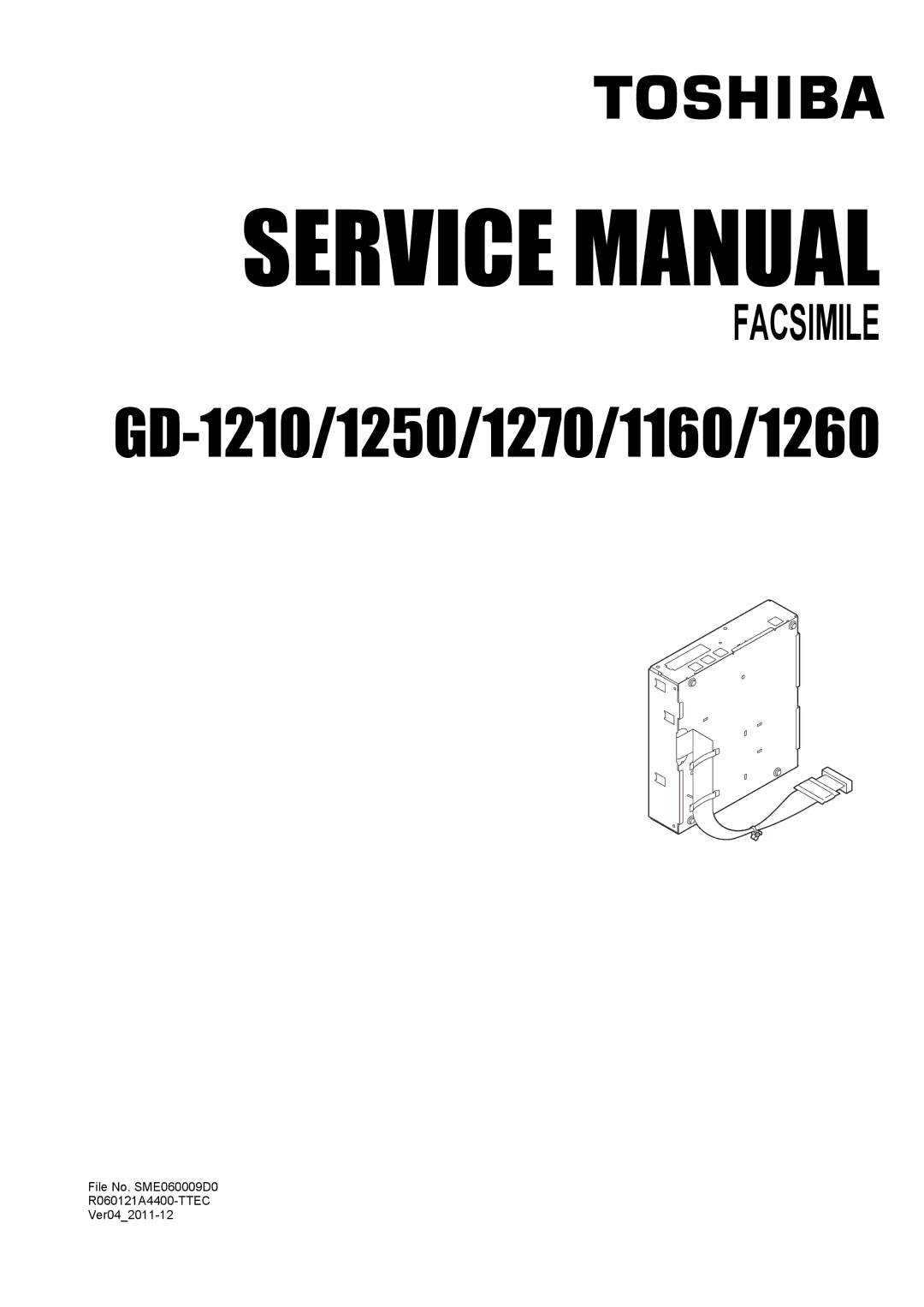 Toshiba GD-1250, GD-1260, GD-1270 manual Operator’s Manual for FAX Unit 