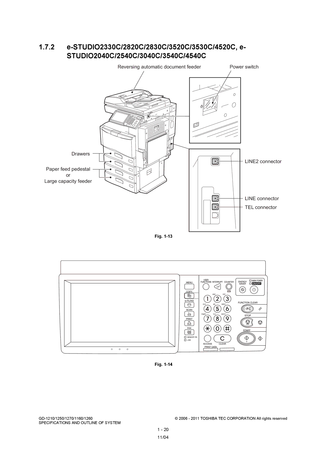 Toshiba GD-1160, GD-1260, GD-1250, GD-1270, GD-1210 service manual Drawers, Line connector, TEL connector 