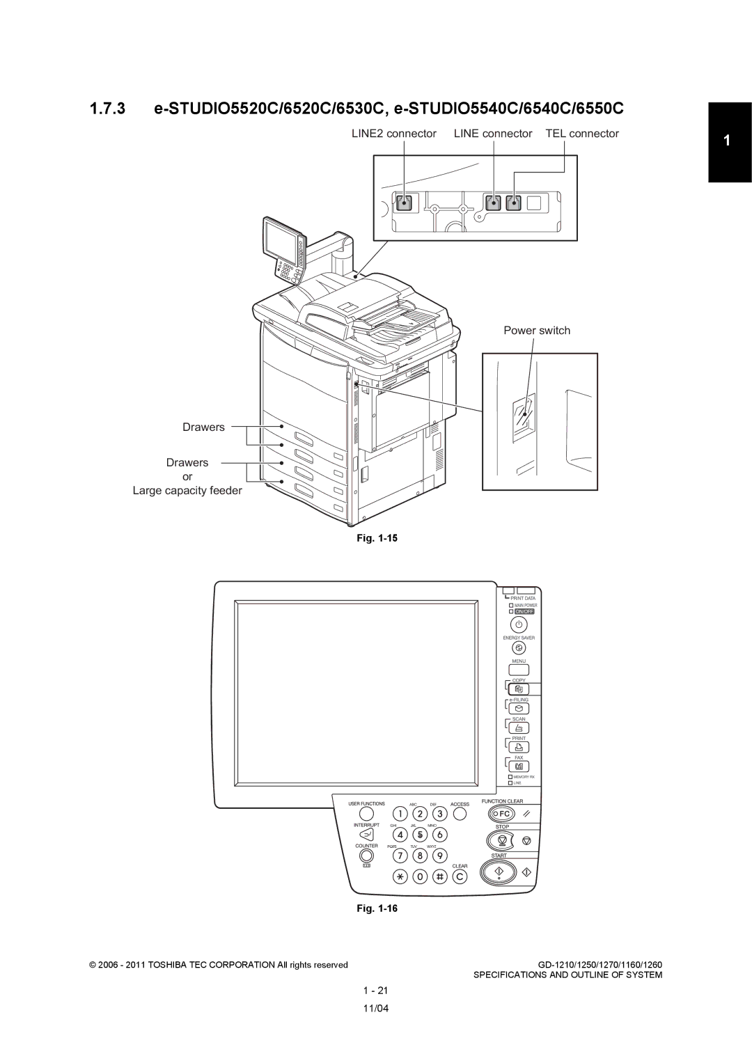 Toshiba GD-1210, GD-1260, GD-1250, GD-1270, GD-1160 service manual STUDIO5520C/6520C/6530C, e-STUDIO5540C/6540C/6550C 