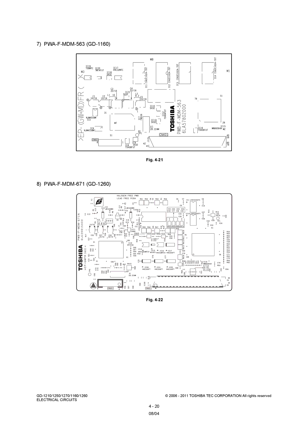 Toshiba GD-1250, GD-1270, GD-1210 service manual PWA-F-MDM-563 GD-1160 PWA-F-MDM-671 GD-1260 