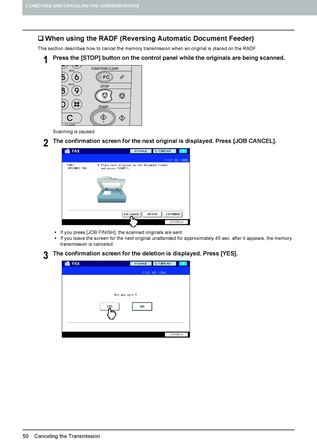 Toshiba GD-1250, GD-1260, GD-1270 manual ‰ When using the Radf Reversing Automatic Document Feeder 