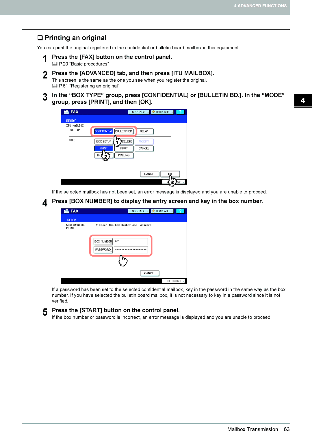 Toshiba GD-1270, GD-1260, GD-1250 manual ‰ Printing an original 