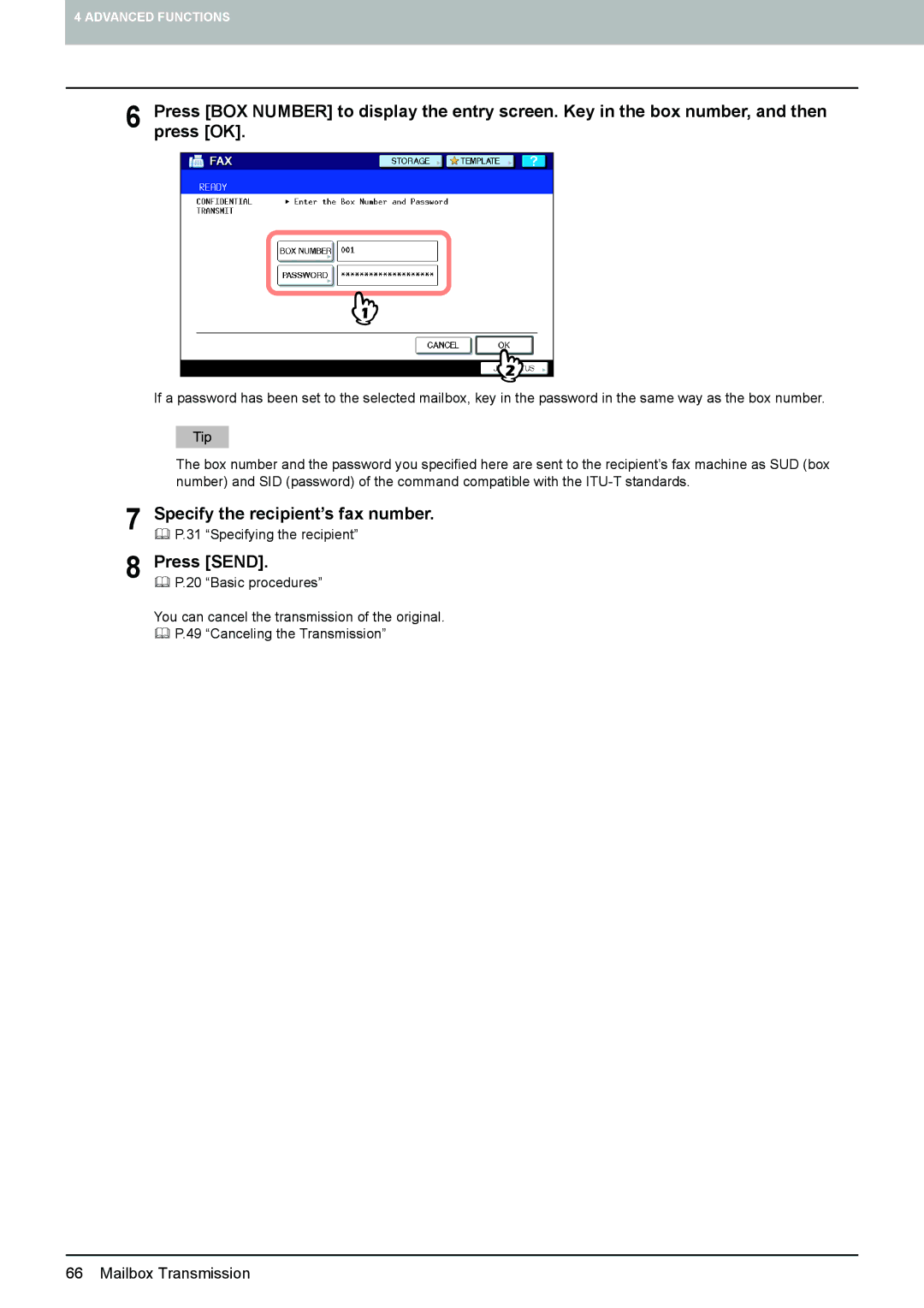 Toshiba GD-1270, GD-1260, GD-1250 manual Specify the recipient’s fax number 