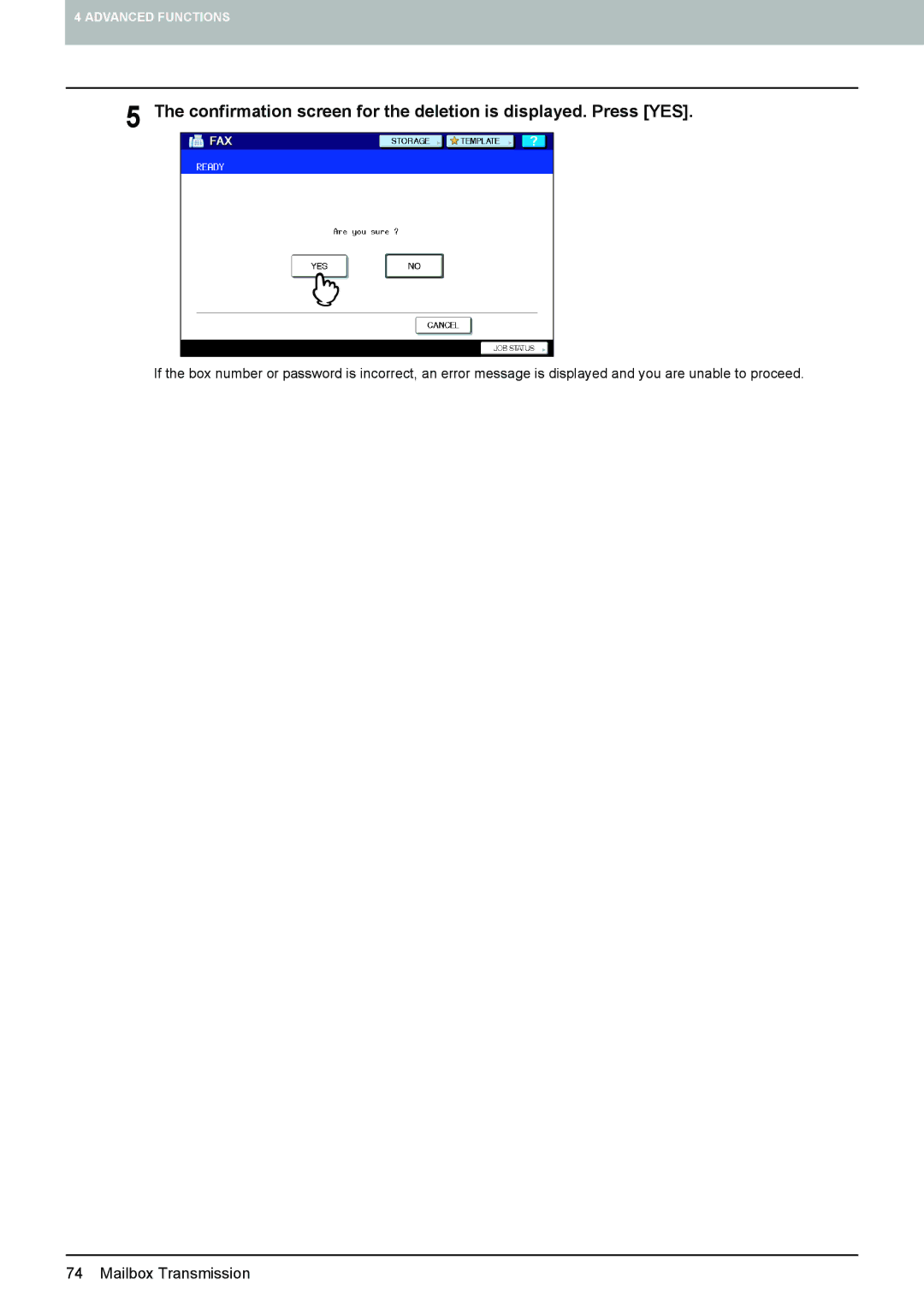 Toshiba GD-1250, GD-1260, GD-1270 manual Confirmation screen for the deletion is displayed. Press YES 