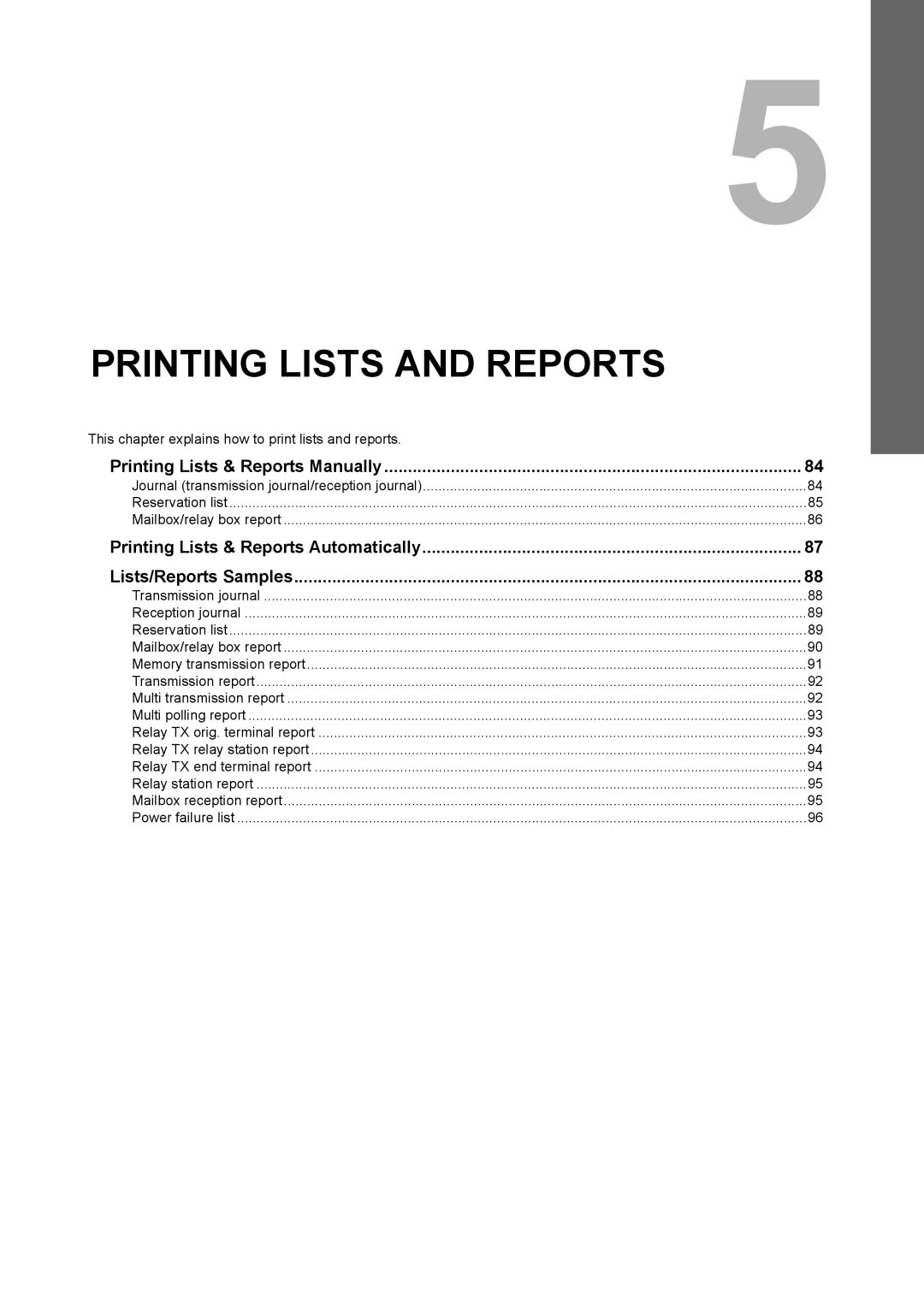 Toshiba GD-1250, GD-1260 Printing Lists & Reports Manually, Printing Lists & Reports Automatically Lists/Reports Samples 