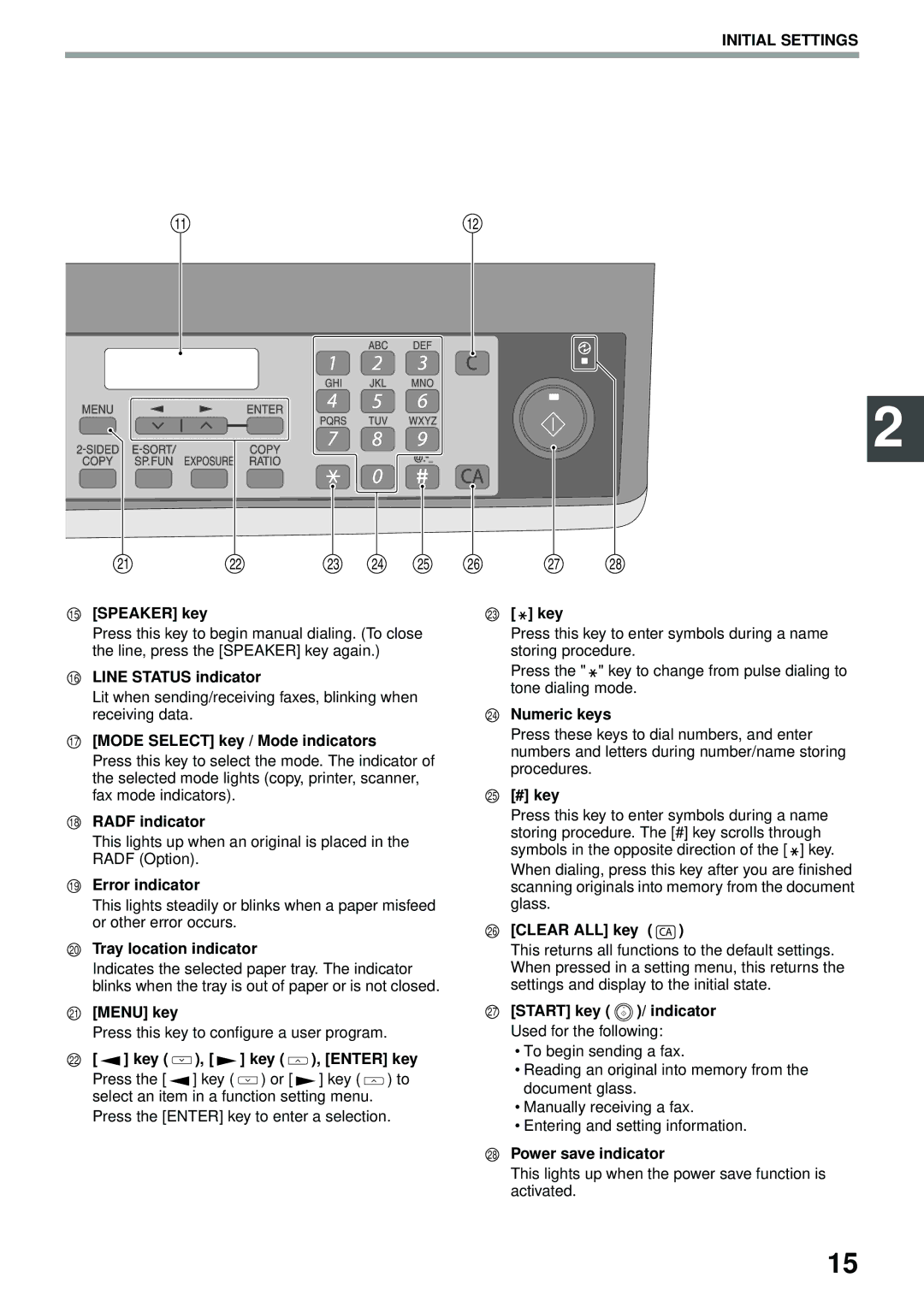 Toshiba GD-1300 manual Initial Settings, Mode Select key / Mode indicators 