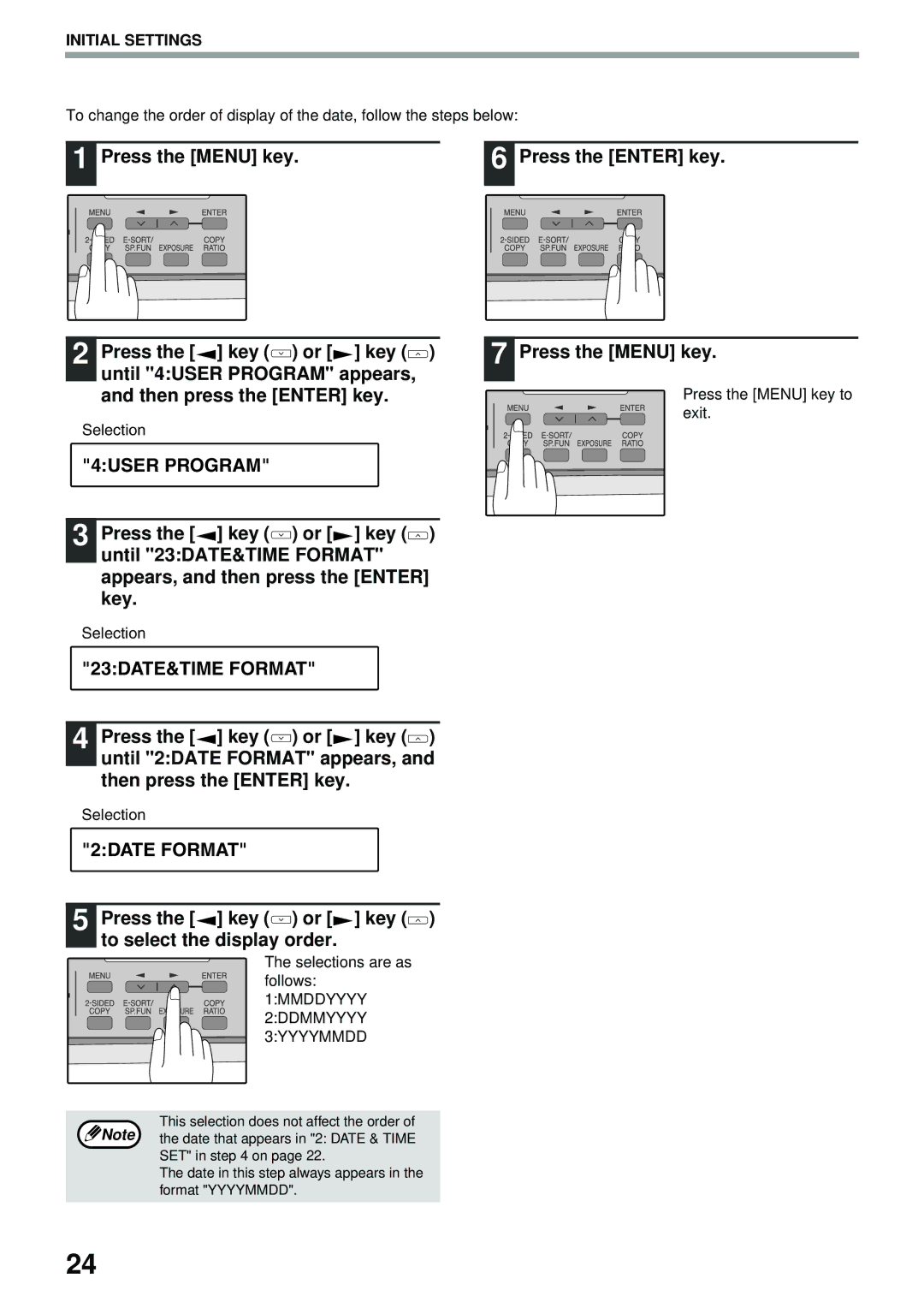 Toshiba GD-1300 manual 2DATE Format, Press the key or key to select the display order 