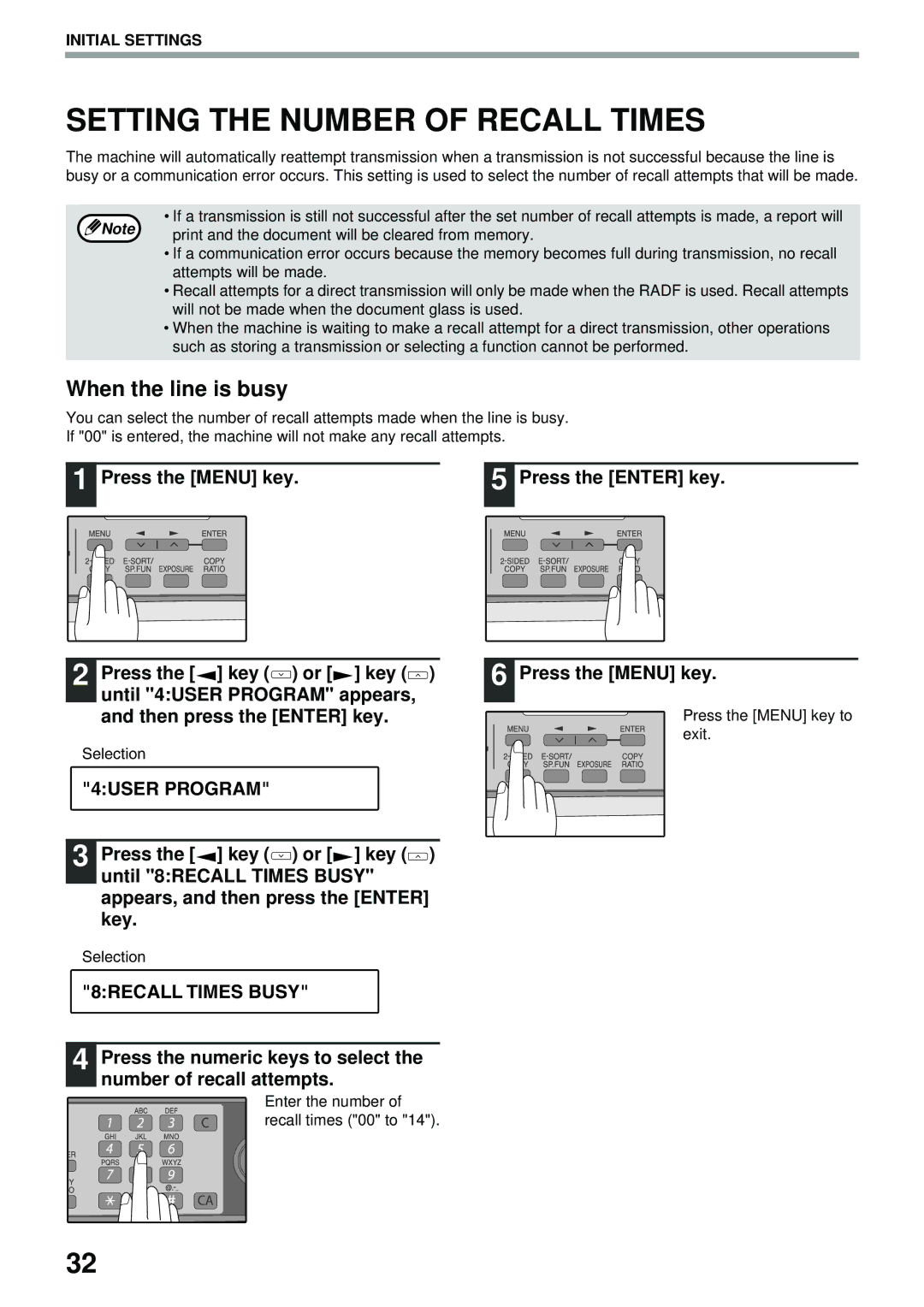 Toshiba GD-1300 manual Setting the Number of Recall Times, When the line is busy, 8RECALL Times Busy 