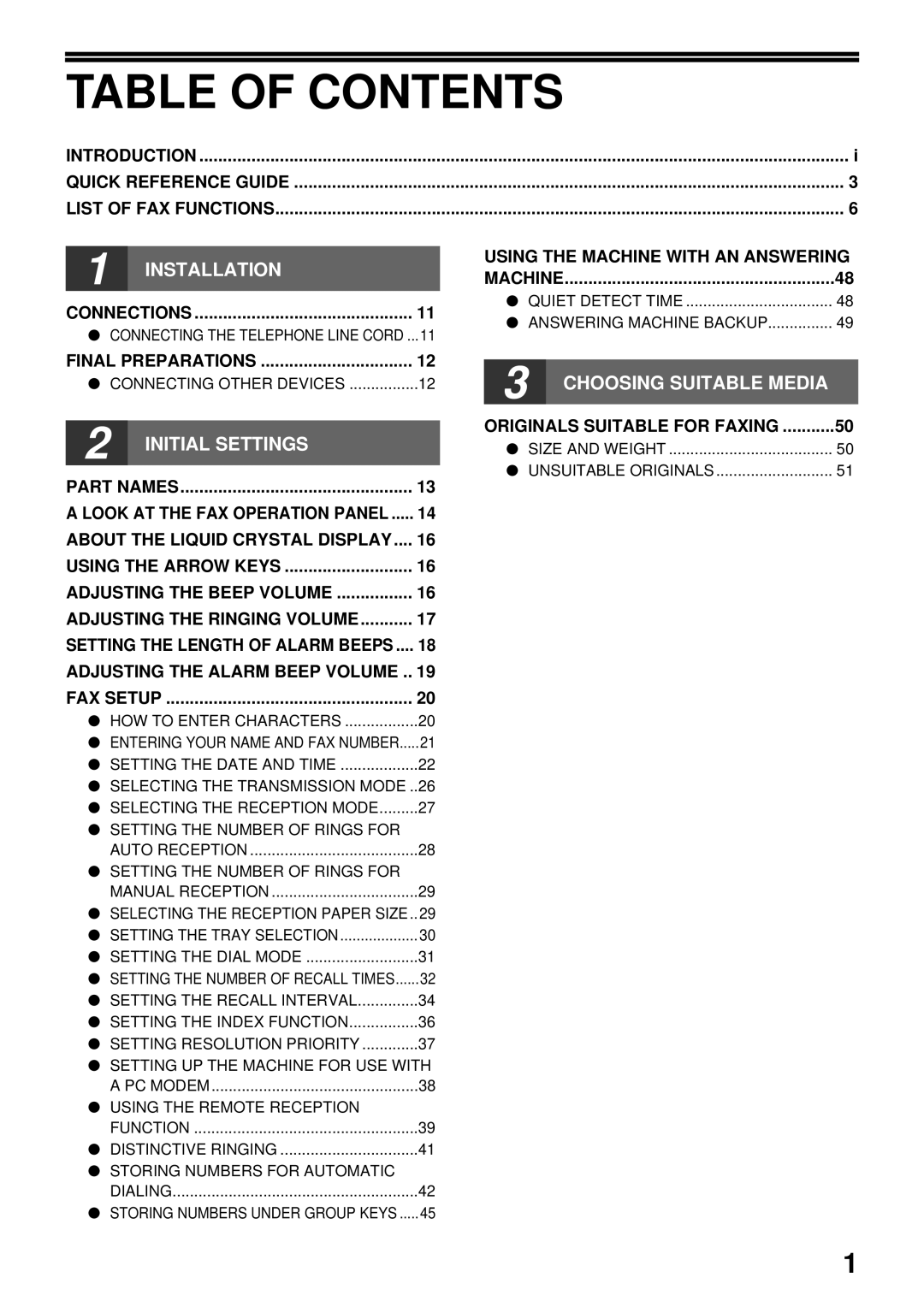 Toshiba GD-1300 manual Table of Contents 