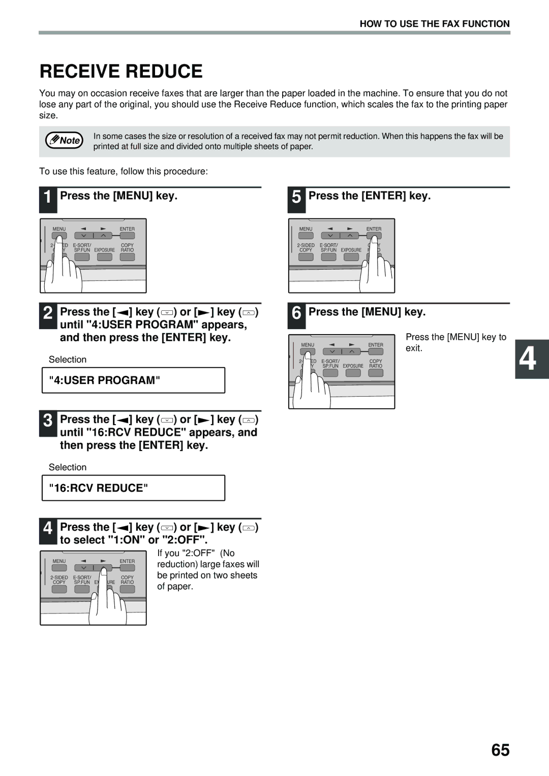 Toshiba GD-1300 manual Receive Reduce, 16RCV Reduce 