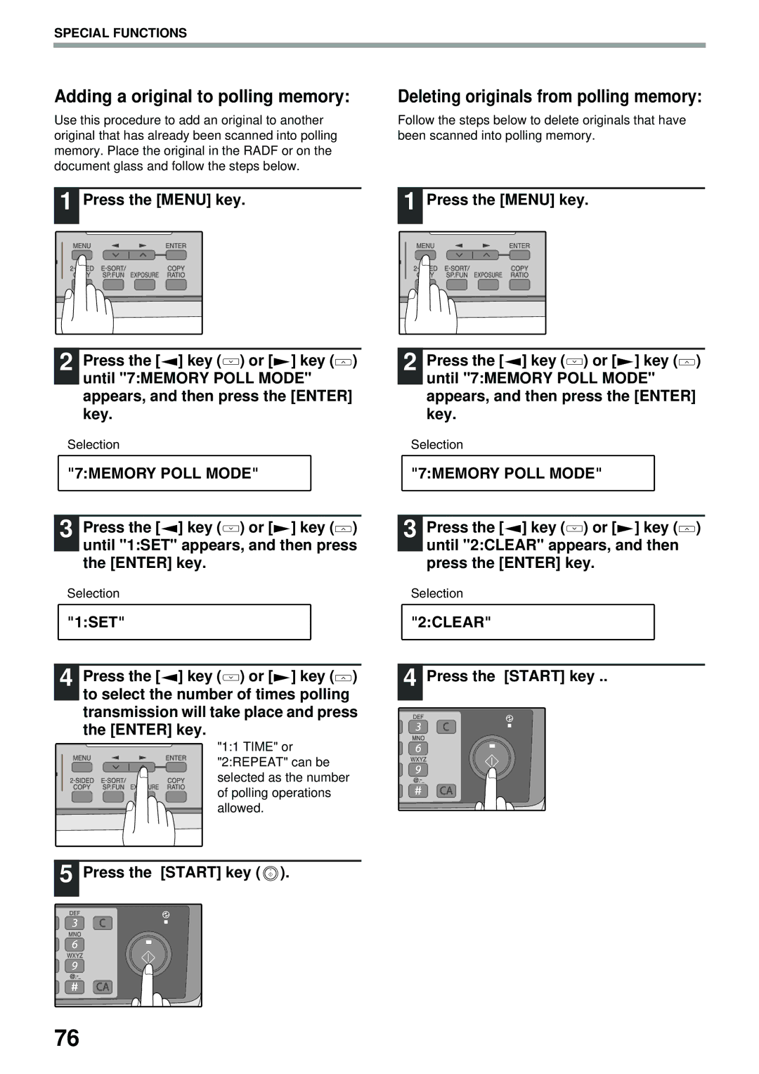 Toshiba GD-1300 manual Adding a original to polling memory, Deleting originals from polling memory 